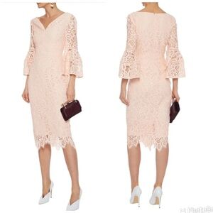 Lela Rose Fluted Corded Lace Dress